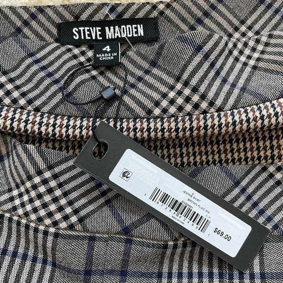 Steve Madden Women's Jeanne Skirt, Brown Plaid Mix, Sz 4 NWT - Picture 7 of 8